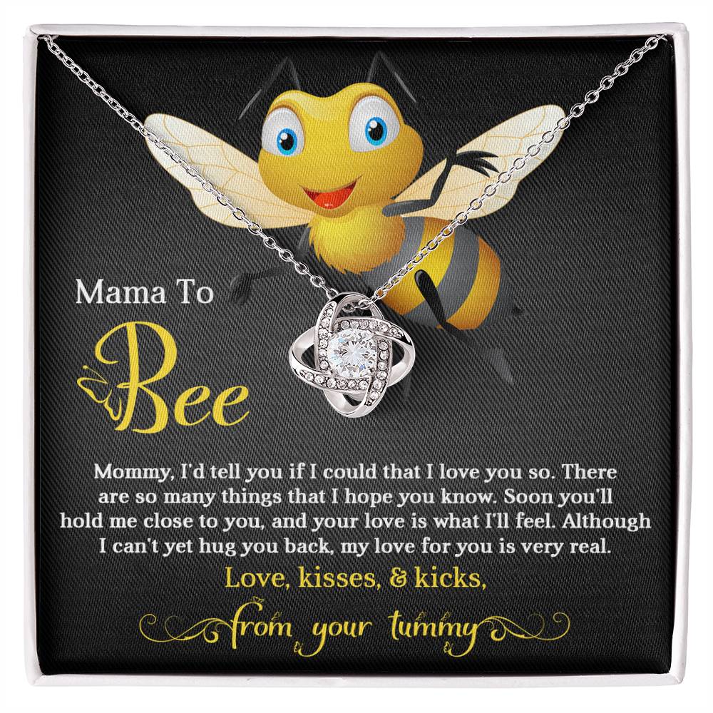 Mama To Bee Necklace For Mothe's Day Jewelry For Mom, Gift For Mommy From Baby Bump, Pregnancy Gift For Mommy Love Knot Necklace With Meaningful Message Card And Box.