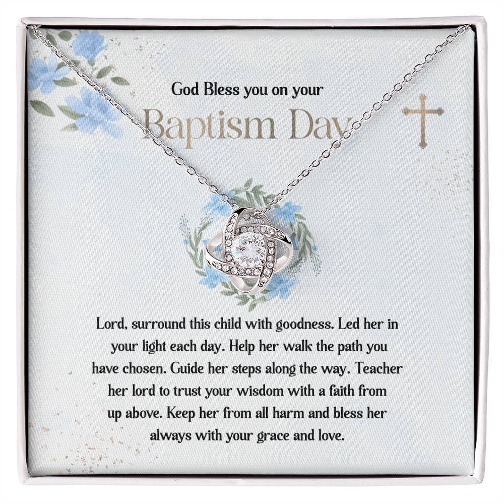 Baptism Necklace Gift for Girl with Message Card