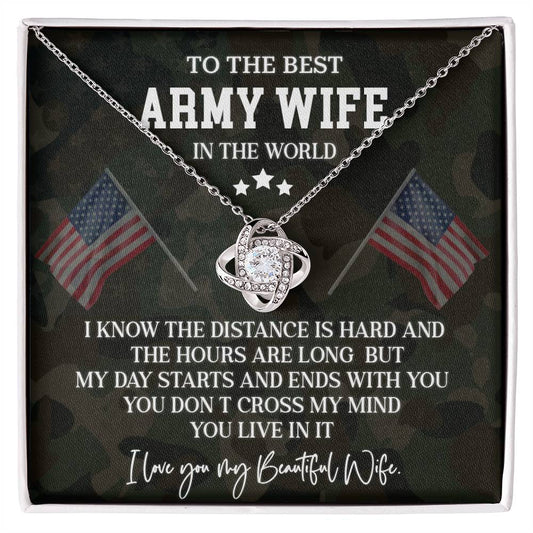 Army Wife Necklace - To The Best Wife In The World, A Tribute To Love Across Distance - Heartfelt Gift For My Beautiful Wife