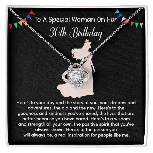 30th Birthday Gift for Her – Necklace with Inspirational Message Card