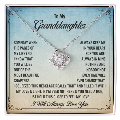 To My Granddaughter Jewelry, Love Knot Necklace For Granddaughter From Grandpa & Grandma, I Will Always Love You.