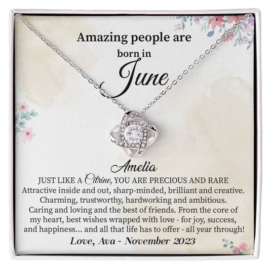 June Birthday Necklace Gift for Her – Elegant Message Card