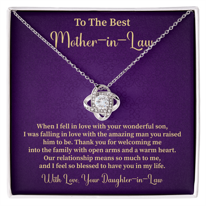 Mother-in-Law Necklace Gift with Blessing Message Card