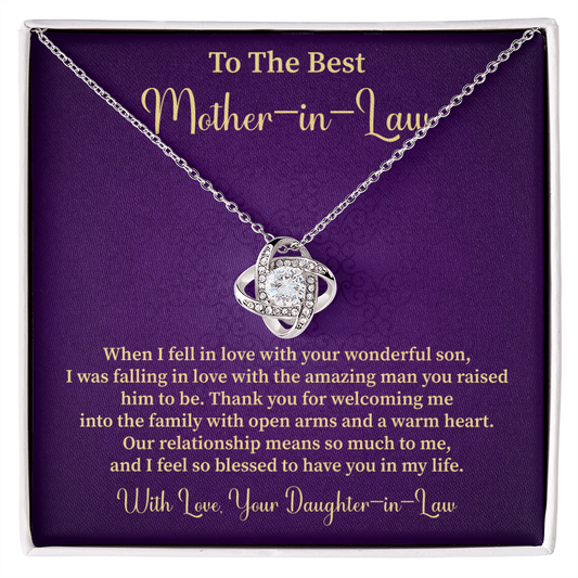 Mother-in-Law Necklace Gift from Daughter-in-Law - Pendant with Blessing Message Card