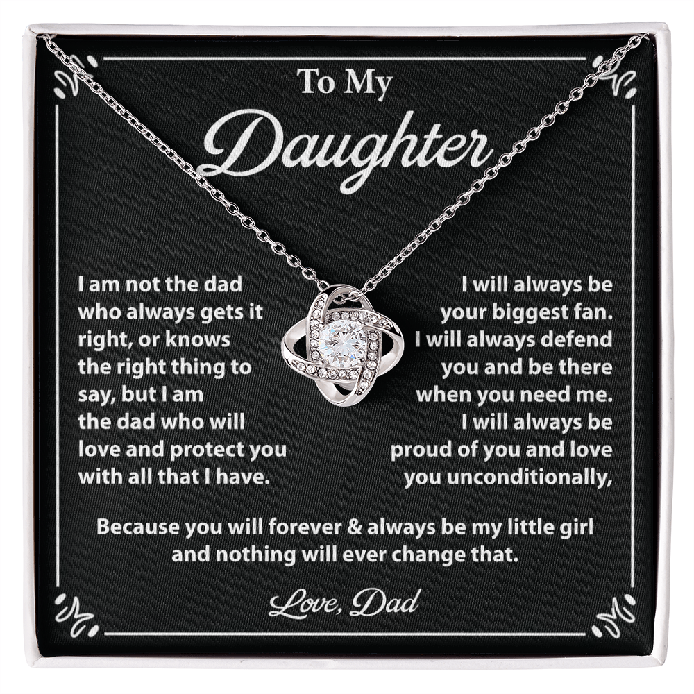 Gift for Daughter from Dad - Forever My Little Girl Necklace with Heartfelt note