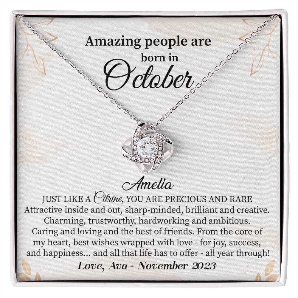 October Birthday Gift for Her – Necklace with Gift Card
