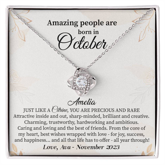 October Birthday Gift for Her – Necklace with Gift Card