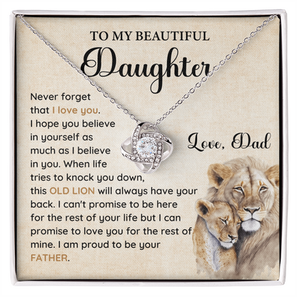 Lion Dad to Daughter Necklace Gift with Message Card
