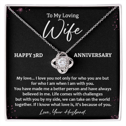 3rd Anniversary Necklace for Wife Loving Gift with Message Card