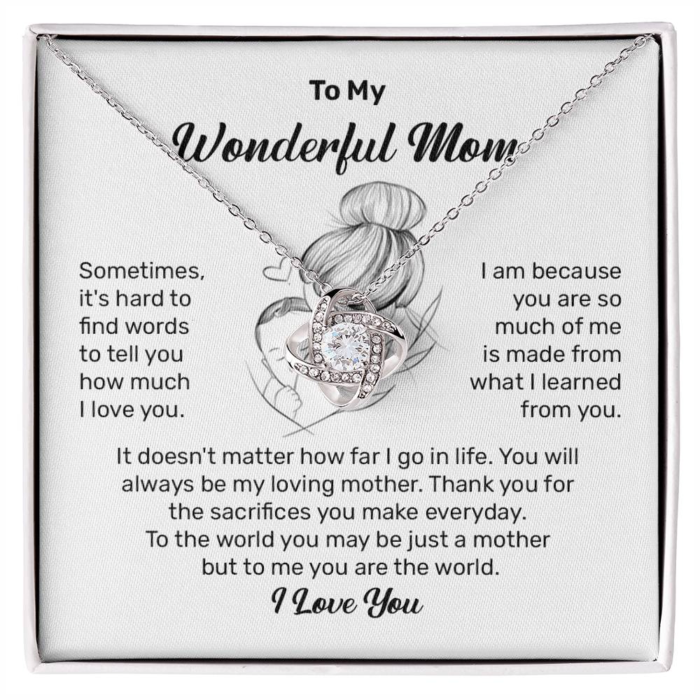 To My Wonderful Mom Heartfelt Necklace For Her Loving Jewelry For Mother's Day Thank You Gift Sentimental Necklace For Care Loving Pendant For A Cherished Bond Sentimental Pendant Appreciation Necklace For Her Thoughtful Necklace For Love And Support