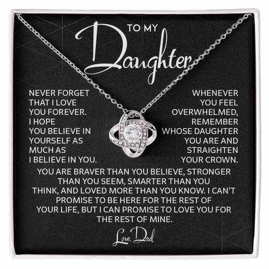 Daughter Gift from Dad – Love Knot Necklace with Emotional Card