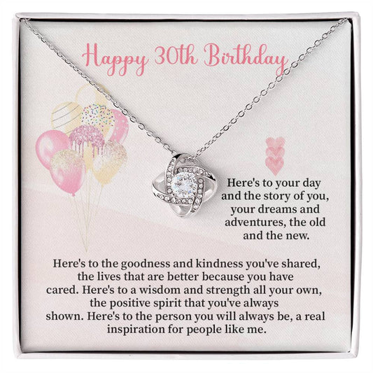 30th Birthday Gift for Her – Sentimental Necklace with Message Card