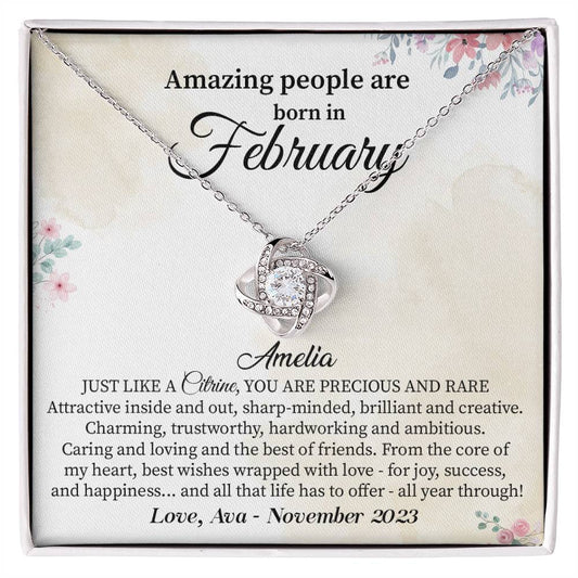 February Birthday Necklace Gift for Her – Citrine Quote Card