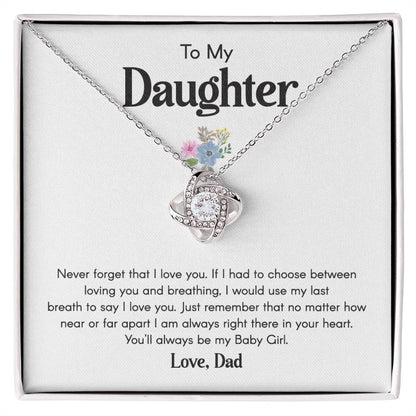 Daughter Necklace from Dad Floral Message Card Jewelry