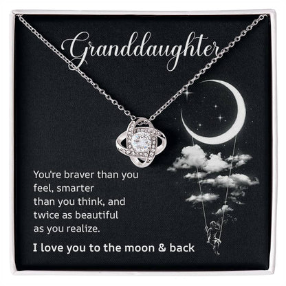 Granddaughter Necklace Gift – I Love You to the Moon & Back Card