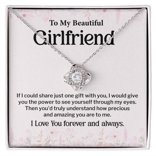 To My Beautiful Girlfriend Necklace Gift  – Romantic Message Card I Love You Forever and Always Jewelry Gift