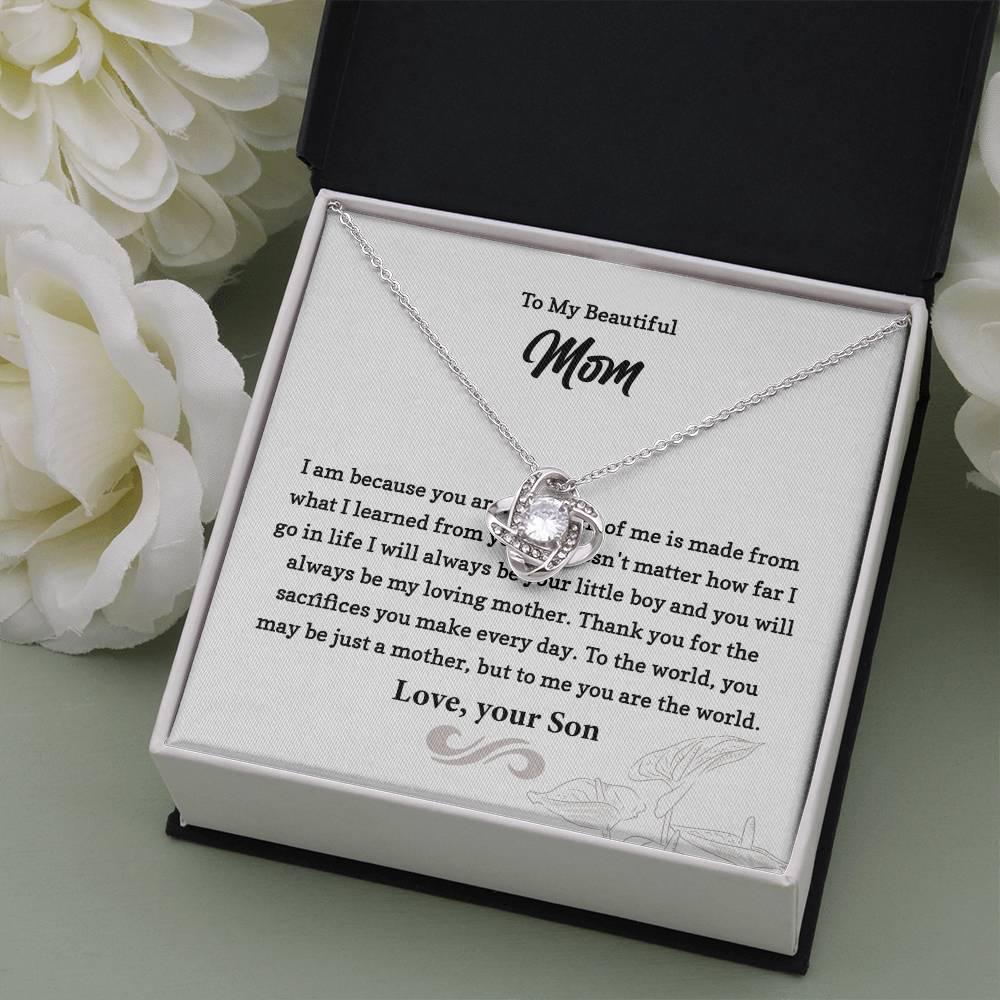 Mom Necklace Gift from Son with Sentimental Card