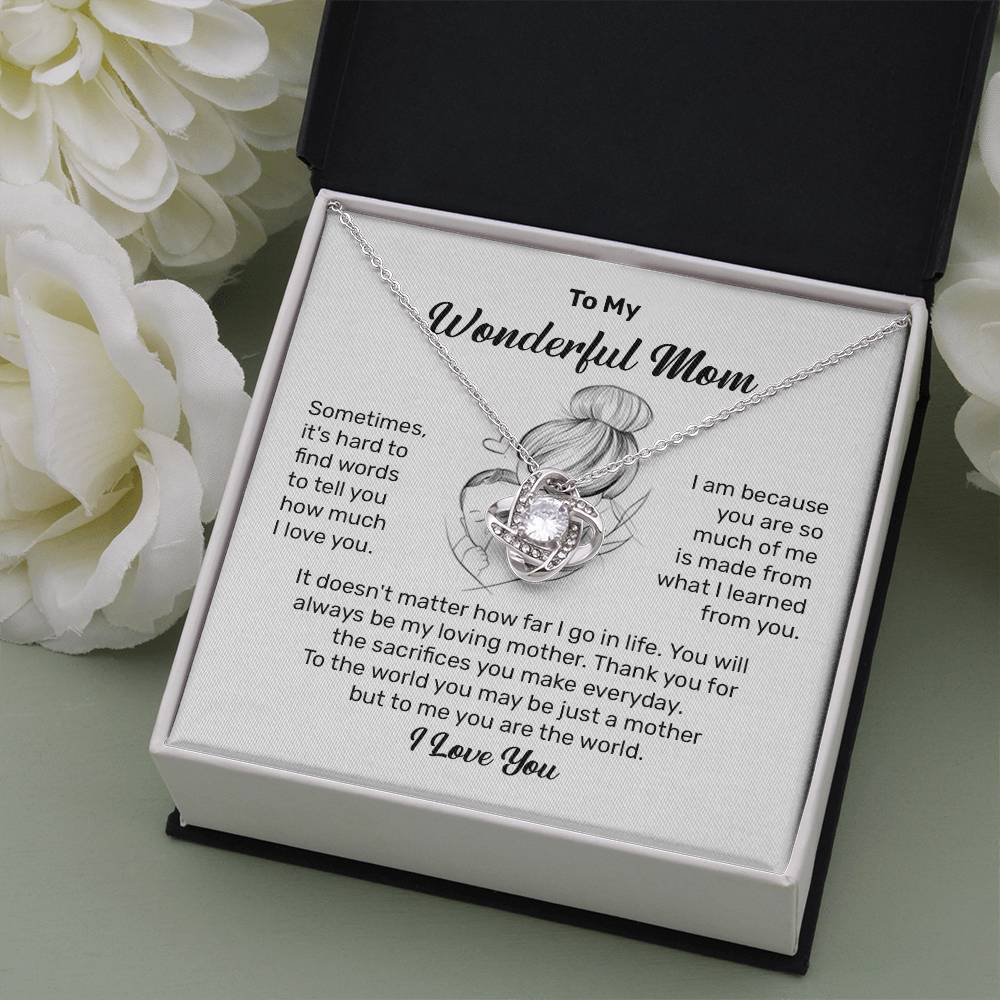 To My Wonderful Mom Heartfelt Necklace For Her Loving Jewelry For Mother's Day Thank You Gift Sentimental Necklace For Care Loving Pendant For A Cherished Bond Sentimental Pendant Appreciation Necklace For Her Thoughtful Necklace For Love And Support