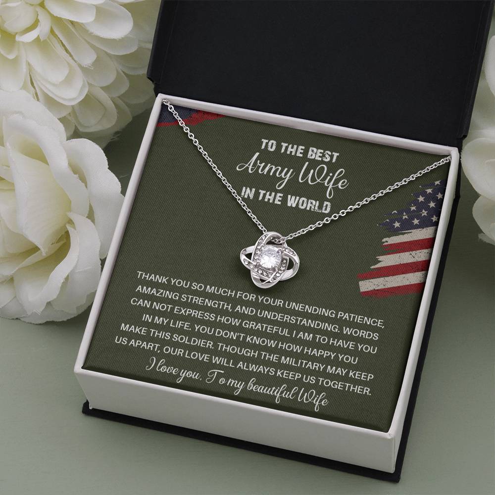 To The Best Army Wife In The World  Best Army Wife Jewelry Unwavering Support Necklace Thank You Jewelry For Wives Unique Gift For Military Spouses My Beautiful Wife Jewelry Romantic Gift For Army Wives Meaningful Gift For Military Wives