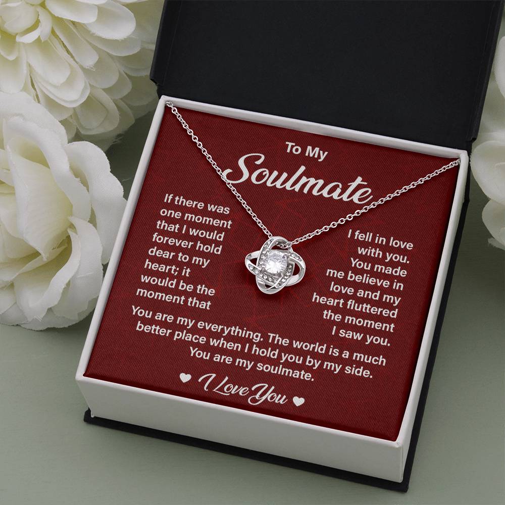 Soulmate Necklace Gift for Her with Love Quote
