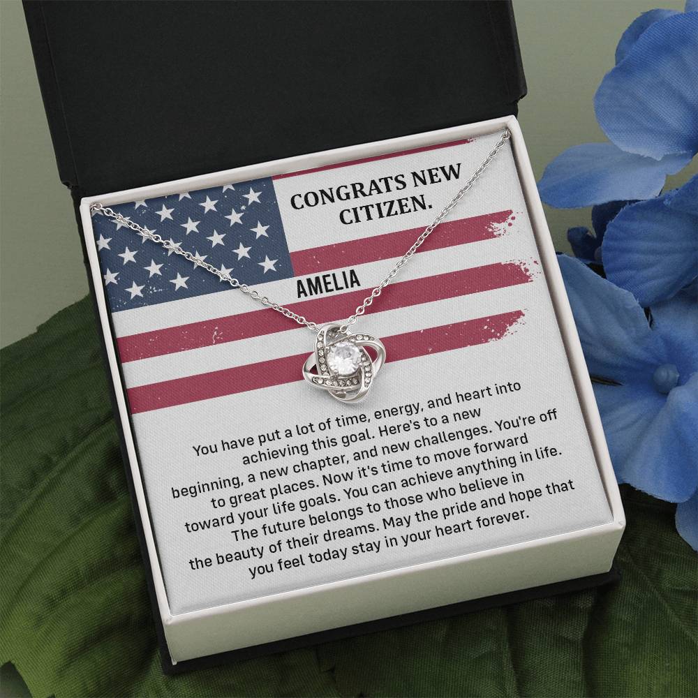 Congrats Necklace For New U.s. Citizen Amelia Necklace For New U.s. Citizen Necklace With Citizenship Message Gift For Citizenship Milestone Necklace For Official U.S Citizen Gift For American Citizenship Success Necklace For US Naturalization Celebration