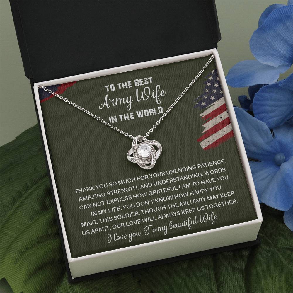 To The Best Army Wife In The World  Best Army Wife Jewelry Unwavering Support Necklace Thank You Jewelry For Wives Unique Gift For Military Spouses My Beautiful Wife Jewelry Romantic Gift For Army Wives Meaningful Gift For Military Wives