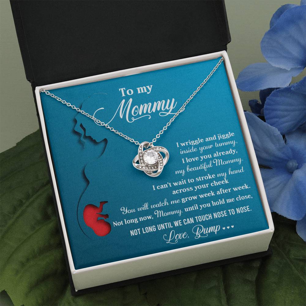 To My Mommy Necklace For Mothe's Day Jewelry For Mom, Gift For Mommy From Baby Bump, Pregnancy Gift For Mommy Love Knot Necklace With Meaningful Message Card And Box.