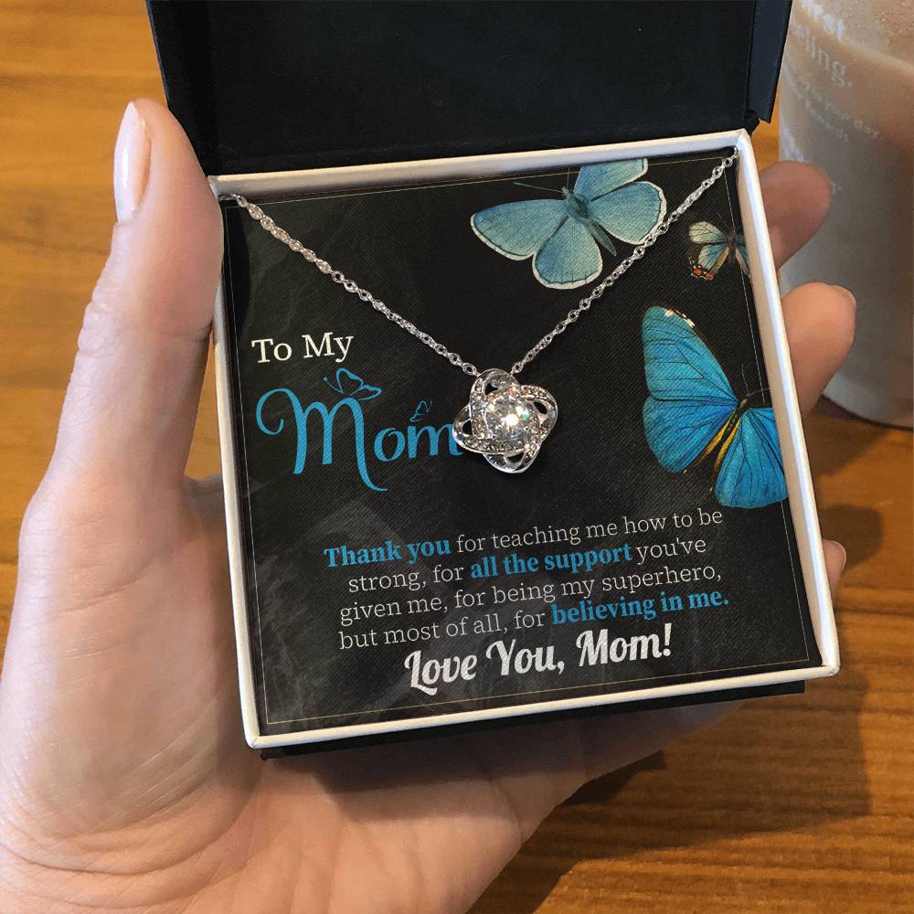 To My Mom Necklace Gift, Special Mother's Gifts, Mom Birthday Gift, Mother's Gift For Mom From Daughter And Son, 925 Silver Necklace Love Knot Necklace With Meaningful Message Card And Box.