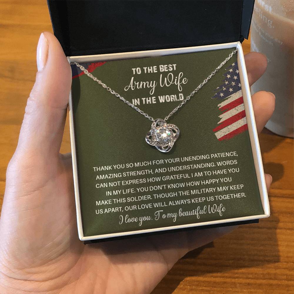 To The Best Army Wife In The World  Best Army Wife Jewelry Unwavering Support Necklace Thank You Jewelry For Wives Unique Gift For Military Spouses My Beautiful Wife Jewelry Romantic Gift For Army Wives Meaningful Gift For Military Wives