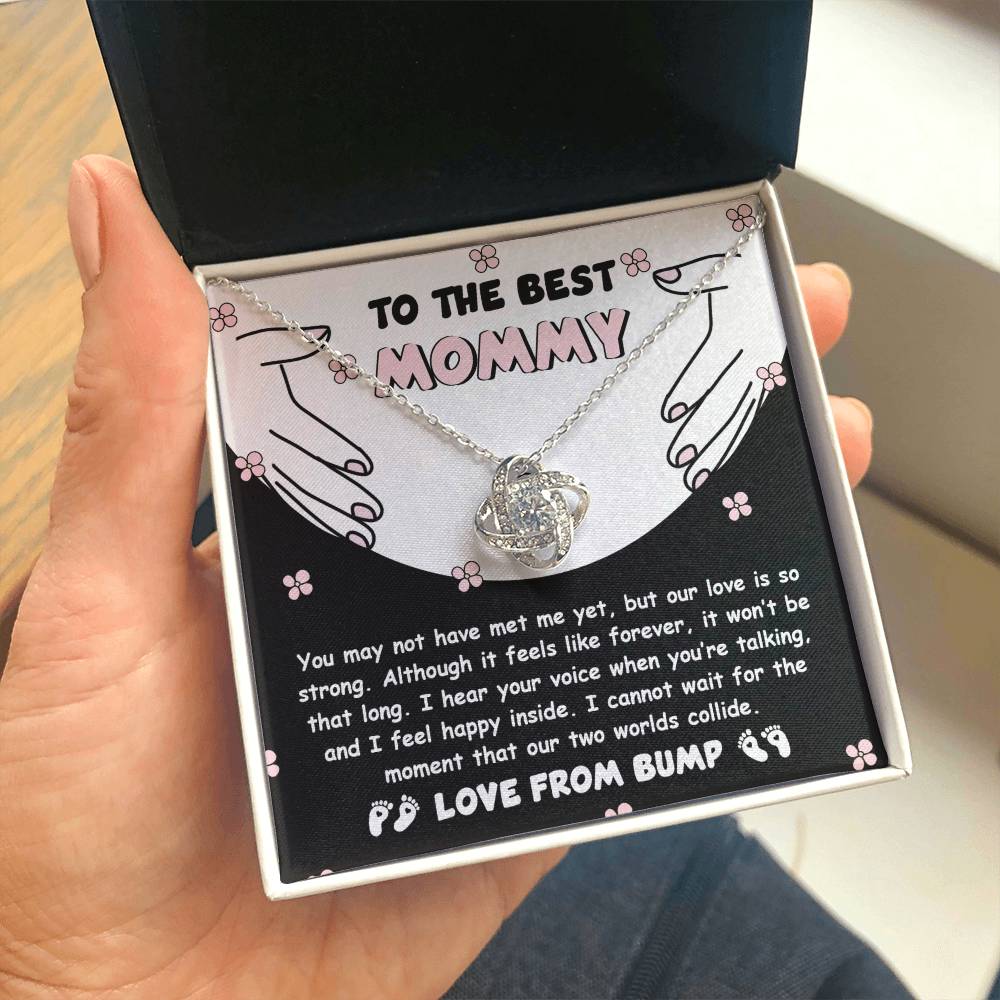 To My Best Mommy  Necklace For Mothe's Day Jewelry For Mom, Gift For Mommy From Baby Bump, Pregnancy Gift For Mommy 925 Silver Necklace Love Knot Necklace With Meaningful Message Card And Box.