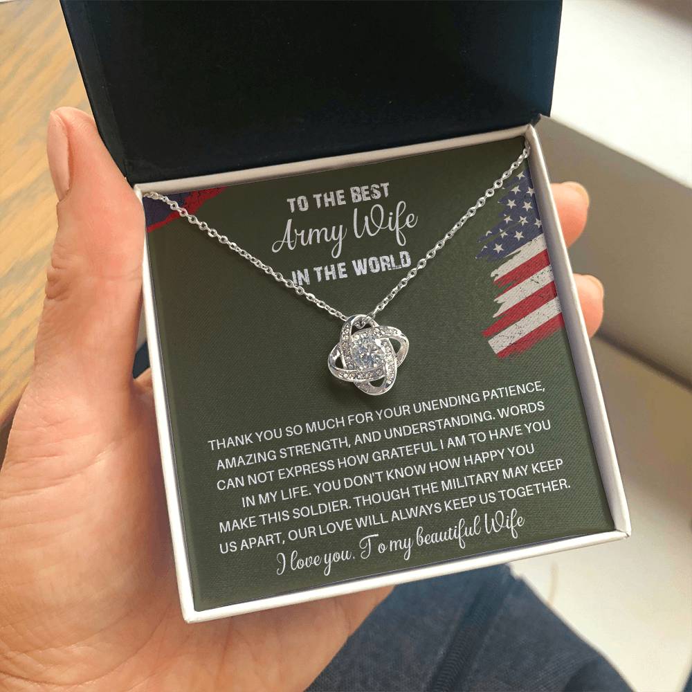 To The Best Army Wife In The World  Best Army Wife Jewelry Unwavering Support Necklace Thank You Jewelry For Wives Unique Gift For Military Spouses My Beautiful Wife Jewelry Romantic Gift For Army Wives Meaningful Gift For Military Wives