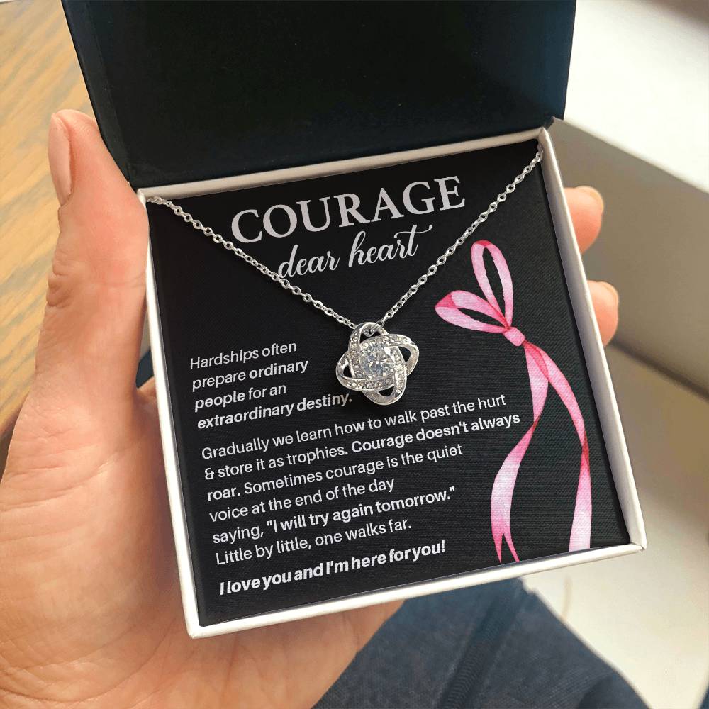 Courage, Dear Heart Overcoming Hardships Necklace Courage Necklace Extraordinary Destiny Jewelry Meaningful Gift For Cancer Patients Supportive Gift For Fighters Never Give Up Necklace Breast Cancer Necklace For Soulmate