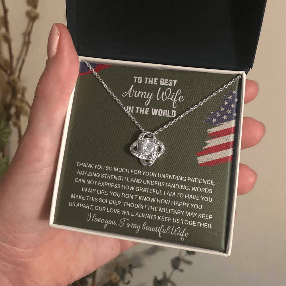 To The Best Army Wife In The World  Best Army Wife Jewelry Unwavering Support Necklace Thank You Jewelry For Wives Unique Gift For Military Spouses My Beautiful Wife Jewelry Romantic Gift For Army Wives Meaningful Gift For Military Wives