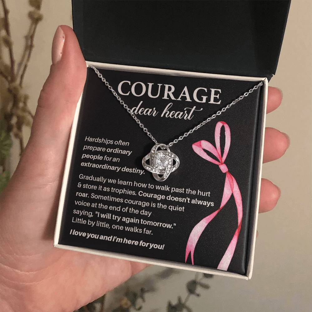 Courage, Dear Heart Overcoming Hardships Necklace Courage Necklace Extraordinary Destiny Jewelry Meaningful Gift For Cancer Patients Supportive Gift For Fighters Never Give Up Necklace Breast Cancer Necklace For Soulmate