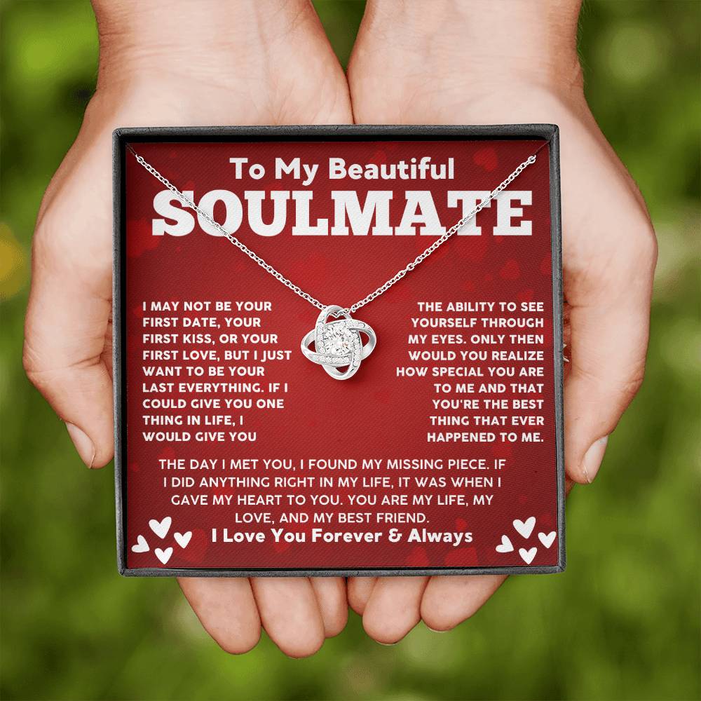 Soulmate Necklace Gift for Her with Message Card