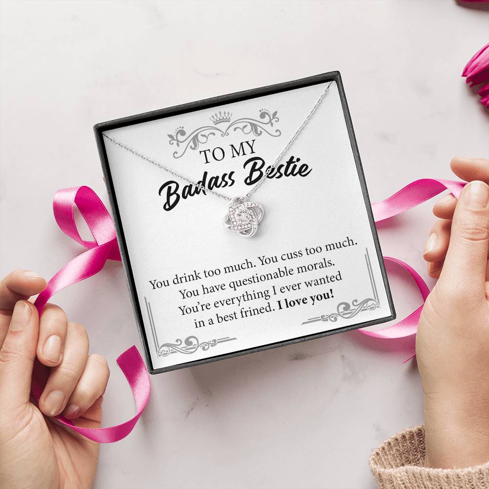 Badass Bestie Necklace Gift with Funny Message Card