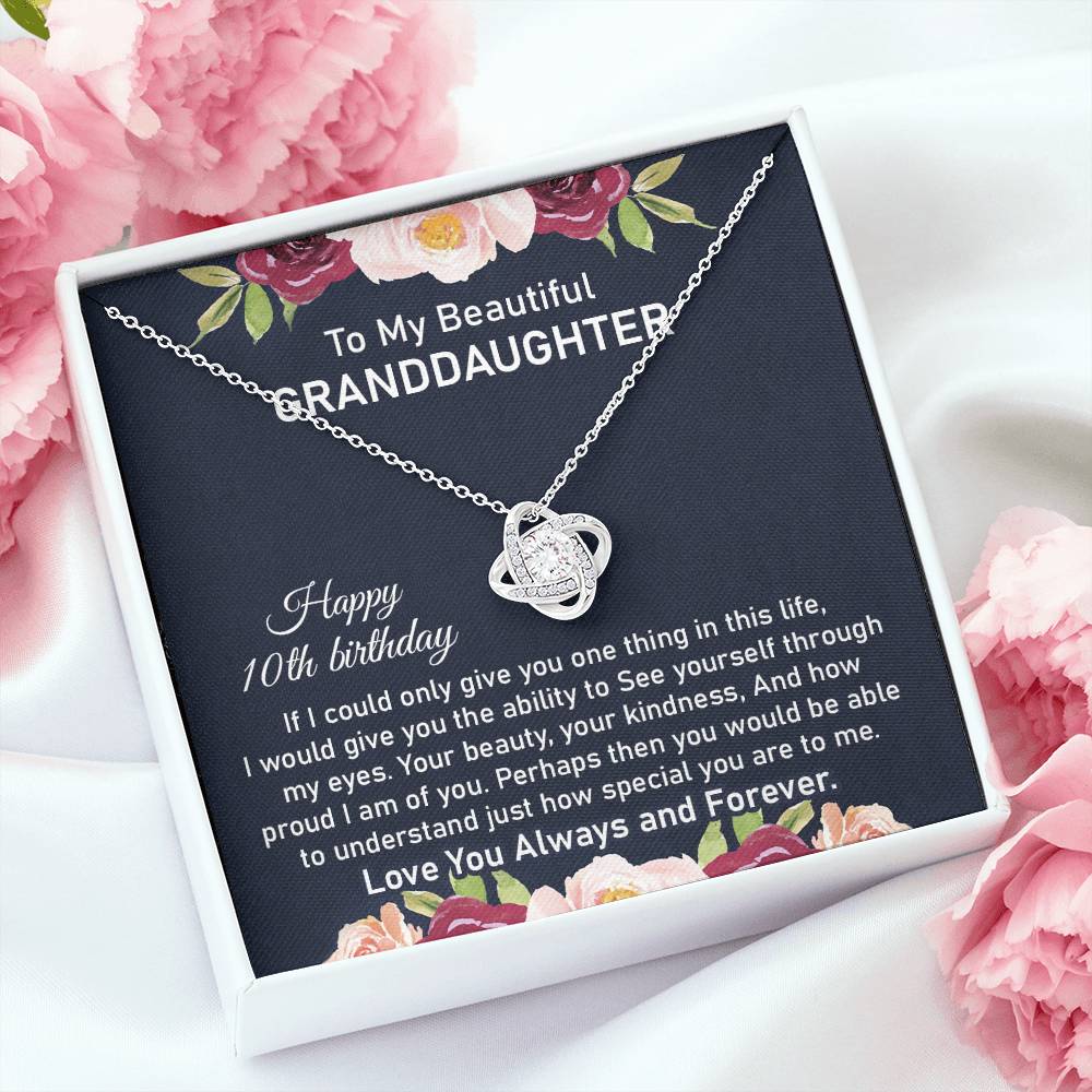 10th Birthday Necklace for Granddaughter With Message Card