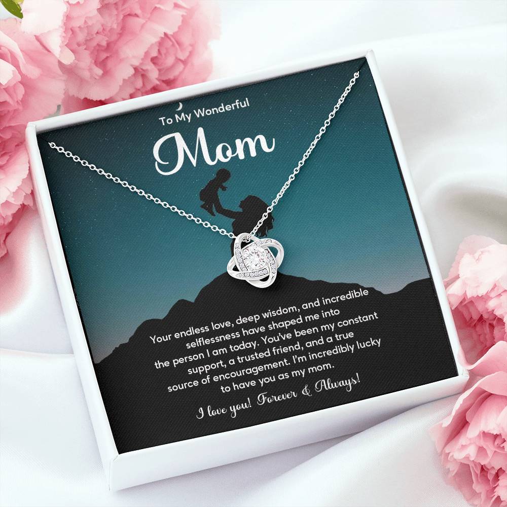 To My Wonderful Mom Elegant Jewelry Thoughtful Necklace For Love And Care Sweet Gift For Lifelong Support Sentimental Jewelry Heartfelt Necklace For Lifelong Bond Thank You Pendant For Support Sentimental Necklace Thank You Gift