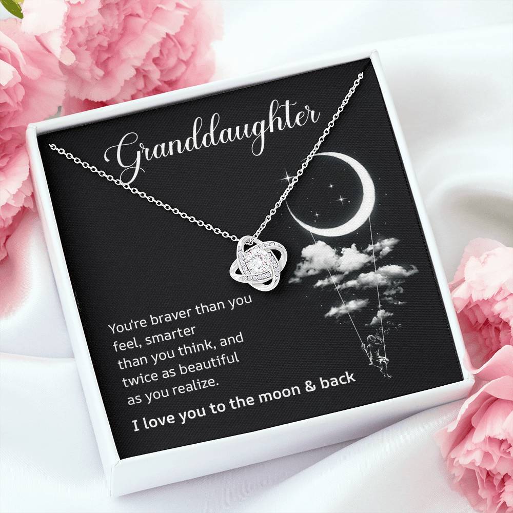 Granddaughter Necklace Gift – I Love You to the Moon & Back Card
