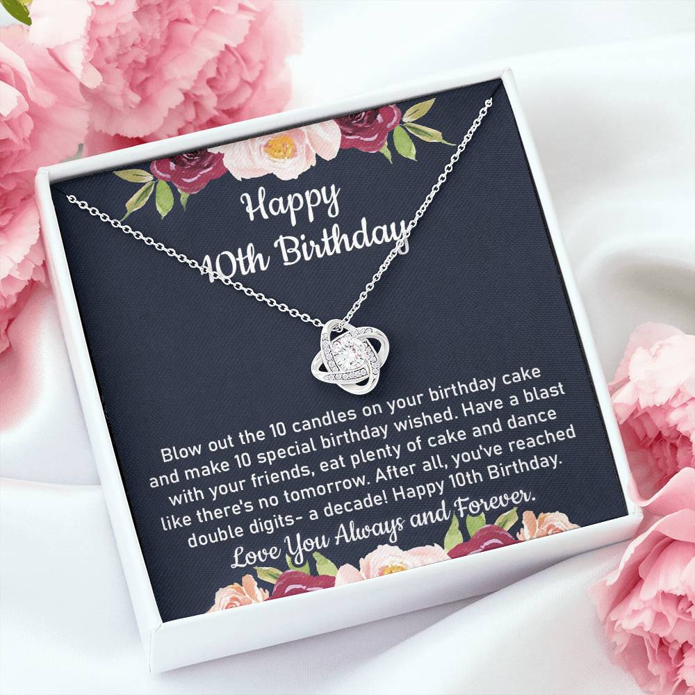 10th Birthday Necklace Gift for Daughter With Message Card