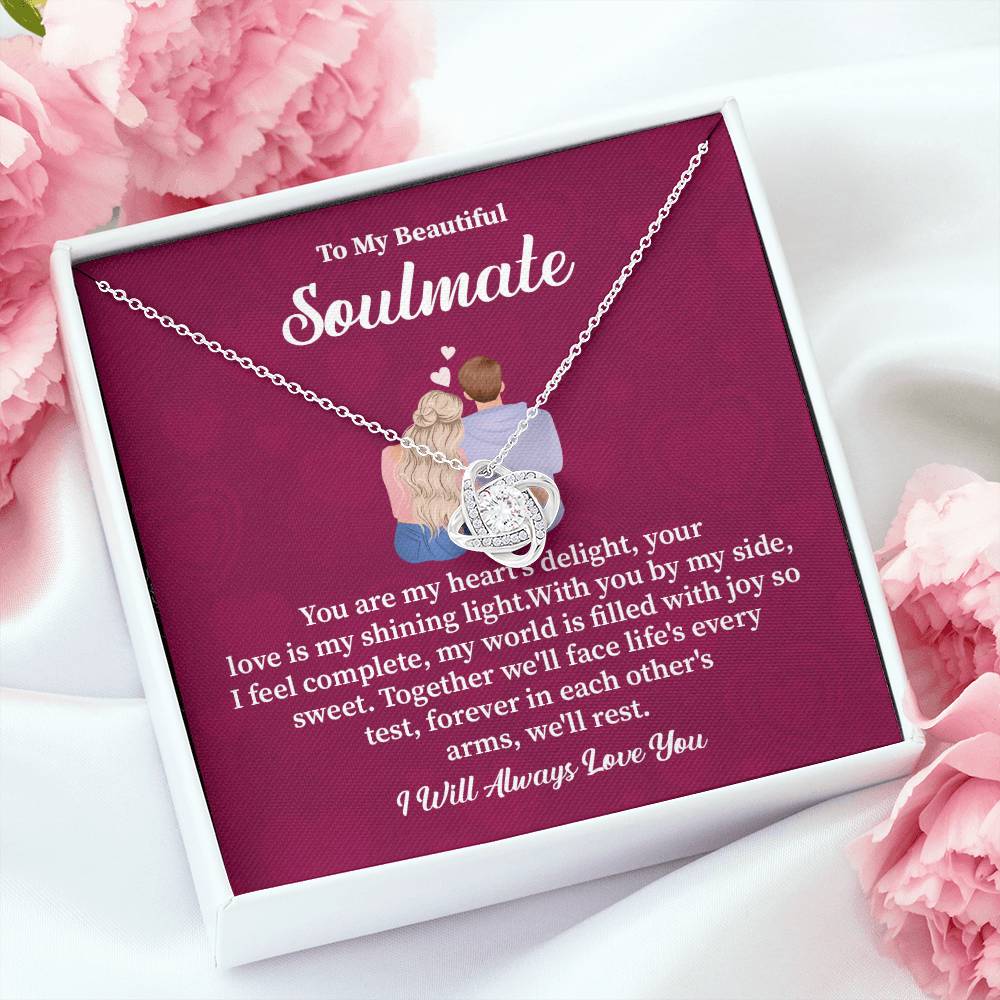 Soulmate Necklace Gift with Romantic Quote Card