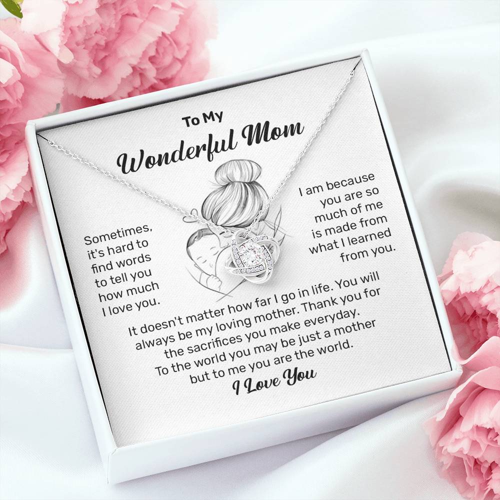 To My Wonderful Mom Heartfelt Necklace For Her Loving Jewelry For Mother's Day Thank You Gift Sentimental Necklace For Care Loving Pendant For A Cherished Bond Sentimental Pendant Appreciation Necklace For Her Thoughtful Necklace For Love And Support