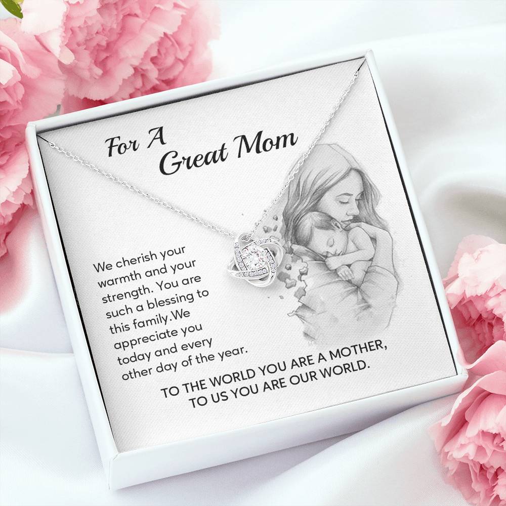Great Mom Necklace Gift – You Are Our World Card