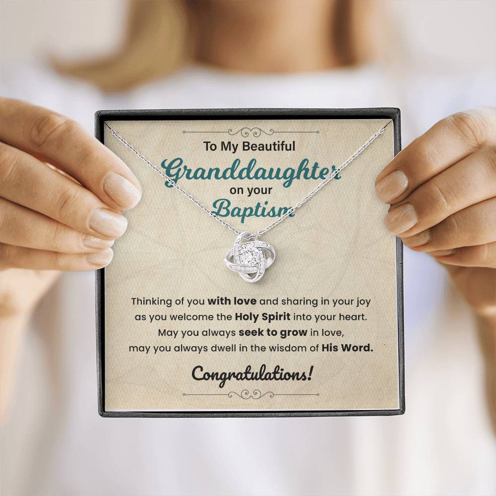 Baptism Necklace Gift For Granddaughter With Message Card