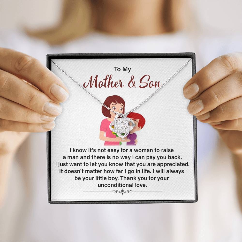 Mother and Son Necklace Gift with Message Card Inside