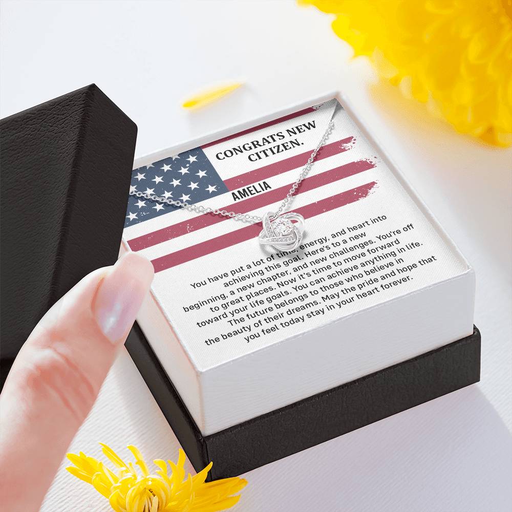 Congrats Necklace For New U.s. Citizen Amelia Necklace For New U.s. Citizen Necklace With Citizenship Message Gift For Citizenship Milestone Necklace For Official U.S Citizen Gift For American Citizenship Success Necklace For US Naturalization Celebration