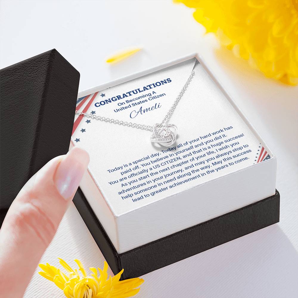 Congratulations Necklace For New U.s. Citizen Ameli Necklace For New U.s. Citizen Gift For Citizenship Achievement U.s. Citizenship Success Necklace Necklace With Citizenship Message Proud New Citizen Jewelry Necklace For First-time U.s. Citizen