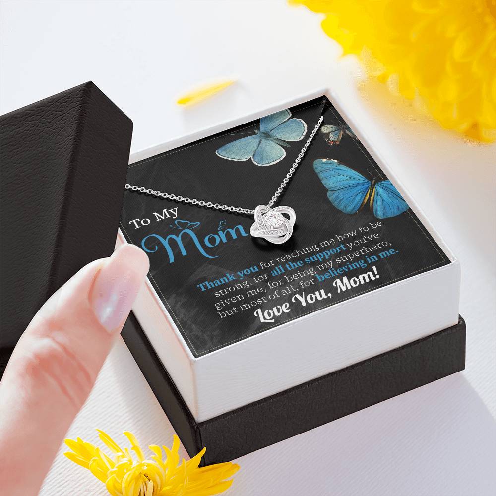 To My Mom Necklace Gift, Special Mother's Gifts, Mom Birthday Gift, Mother's Gift For Mom From Daughter And Son, 925 Silver Necklace Love Knot Necklace With Meaningful Message Card And Box.