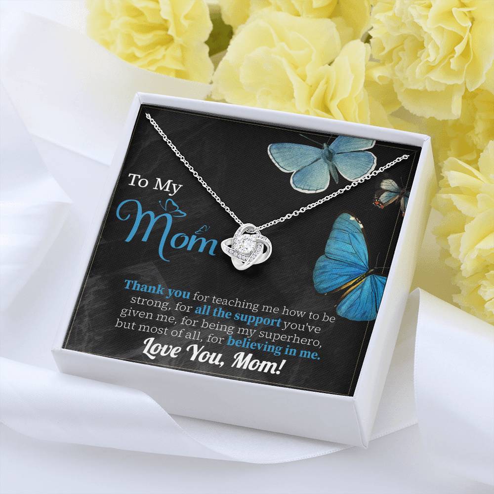 To My Mom Necklace Gift, Special Mother's Gifts, Mom Birthday Gift, Mother's Gift For Mom From Daughter And Son, 925 Silver Necklace Love Knot Necklace With Meaningful Message Card And Box.