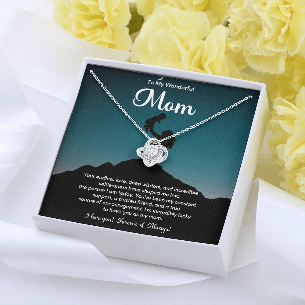 To My Wonderful Mom Elegant Jewelry Thoughtful Necklace For Love And Care Sweet Gift For Lifelong Support Sentimental Jewelry Heartfelt Necklace For Lifelong Bond Thank You Pendant For Support Sentimental Necklace Thank You Gift